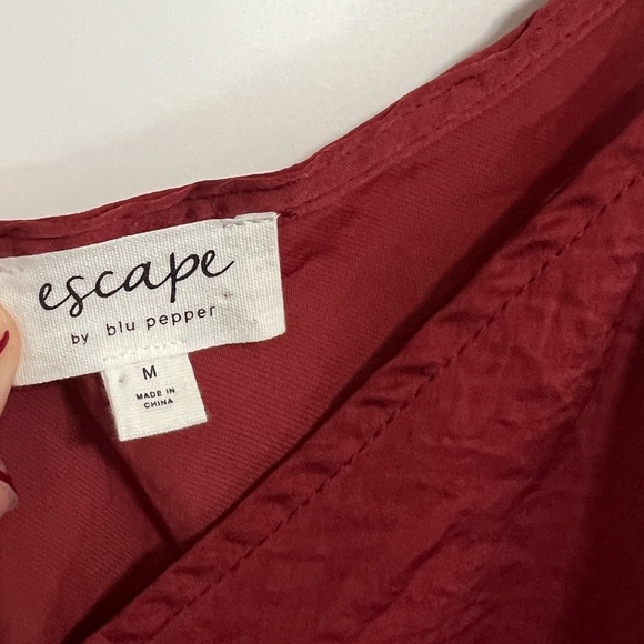 Showpo: Compared to You Top In Wine Satin, Size 6 (M). - Picture 4 of 5